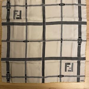 Fendi Cream and Black Silk Scarf